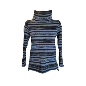 WOOLY BULLY Striped Turtleneck Sweater Womens M fair isle luxury designer winter